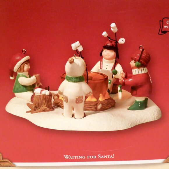 NEW 2003 HALLMARK KEEPSAKE ORNAMENT WAITING FOR SANTA TEA LIGHT CANDLEHOLDER SET - Picture 8 of 15